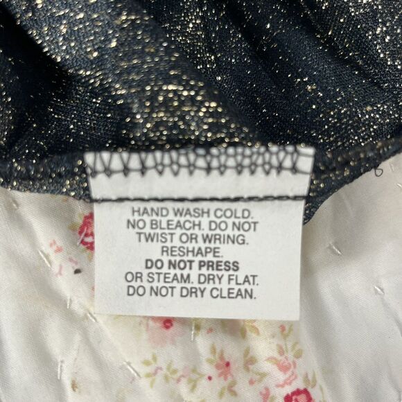 NOS Gold Sparkly Top Vtg Size 16 USA Glam Party Semi Sheer Caron Disco Rave New - Picture 5 of 17